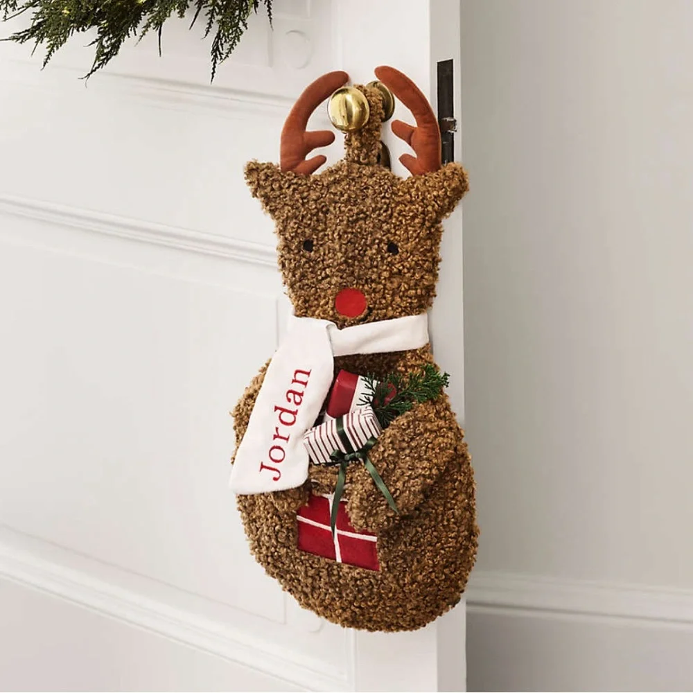 Crate&kids Brown Reindeer Holiday Stocking Crate&barrel